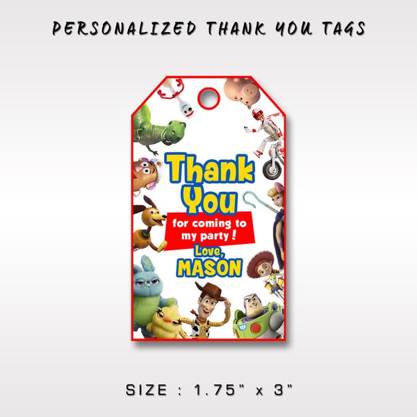 Toy Story Thank You Tags, Toy Story Thank You Favors, Toy Story Thank You Labels, Toy Story Birthday Party Supplies