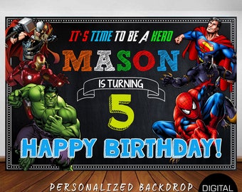 Avengers Birthday Backdrop: Personalized Superhero Party (Digital Download)
