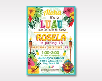 Luau party Invitation,Luau Invitations,Luau Birthday Invitation,Luau Birthday Party Invitation,Hawaiian Luau Party