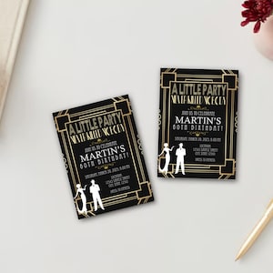 Eine kleine Party Never Killed Personnelenson Set Einladung | Roaring 20er Jahre Flapper Great Gatsby Geburtstags-Party Einladung zum Ausdrucken