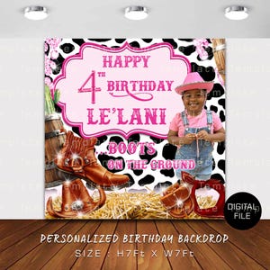 Personalized Boots On The Ground Birthday Background With Photo (Digital File)