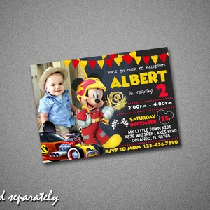 Mickey and Roadster Racer Thank You Card With Photo | Mickey Roadster Racers Thank You | Mickey ...