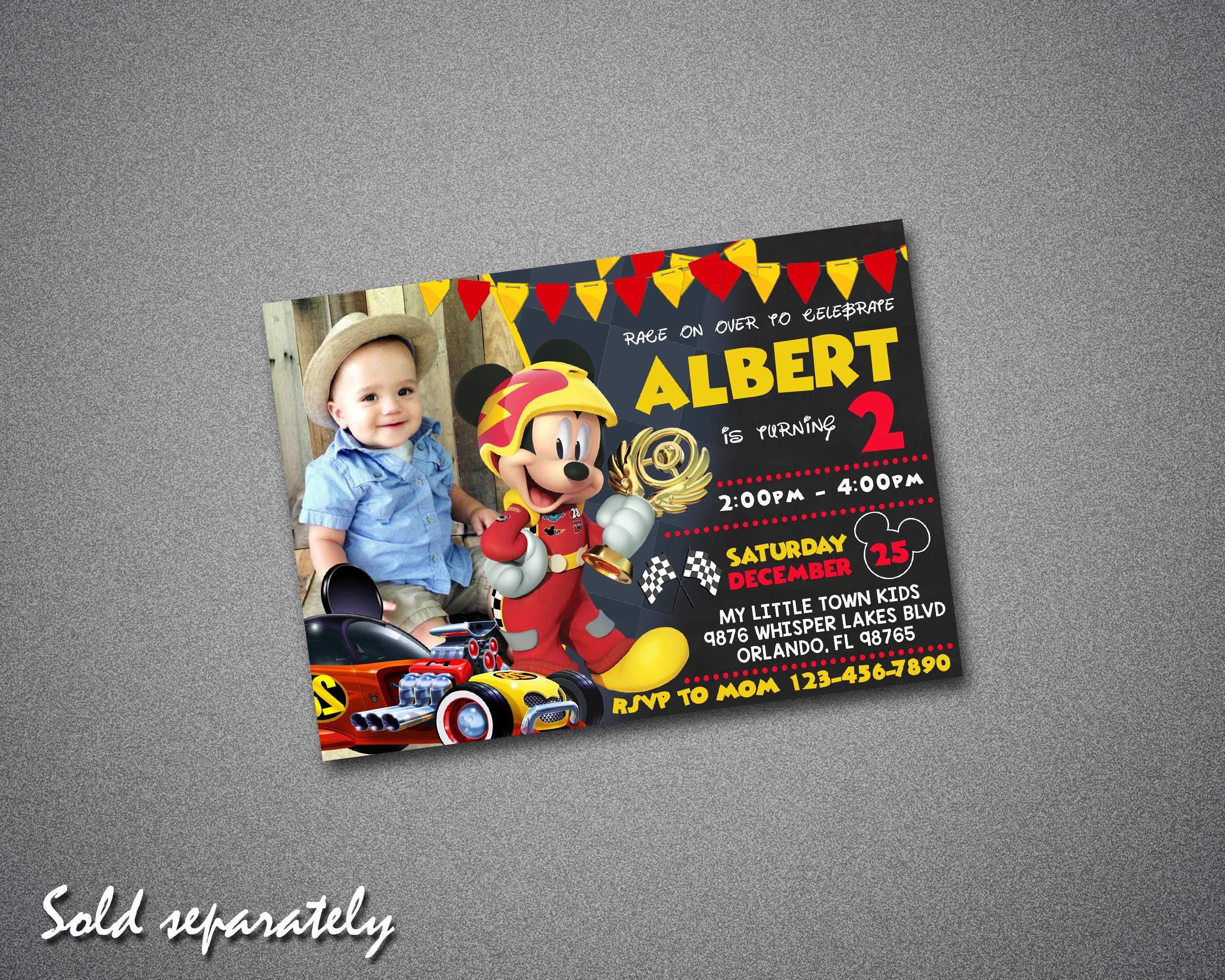 Thank You Racers Mickey Roadster Racers Thank You Card With Photo (digital File) - Etsy