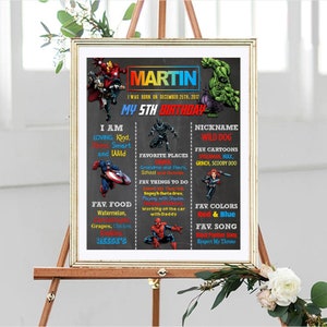 Avengers Birthday Chalkboard Sign: Superhero Theme (Digital Download)