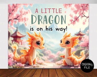 Little Dragon Baby Shower Backdrop (Digital Download)