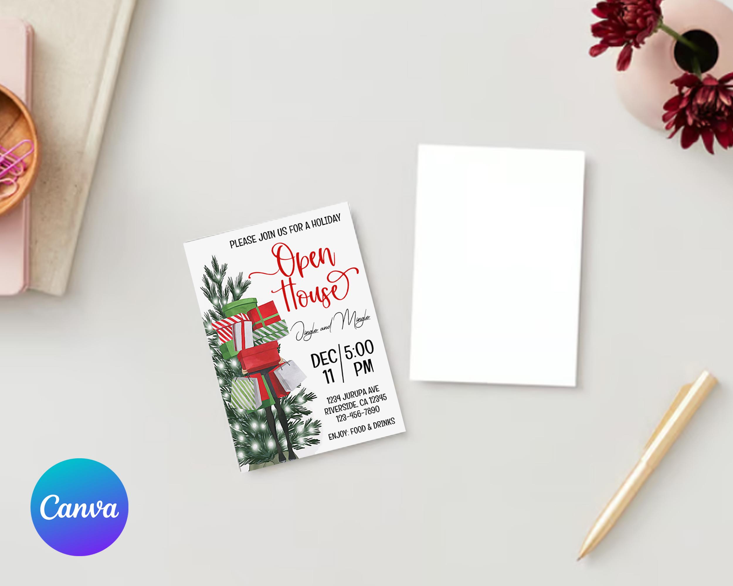 Editable Holiday Open House Invitation Template (digital Download) - Etsy