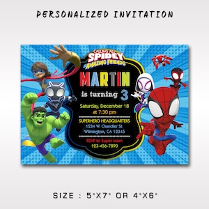 Spidey Birthday Invitation, Spidey and His Amazing Friends Birthday Invitation, Superheroes Birthday Invitation, Avengers Birthday Invites