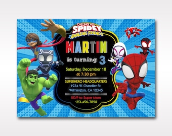 Spidey Birthday Invitation, Spidey and His Amazing Friends Birthday Invitation, Superheroes Birthday Invitation, Avengers Birthday Invites