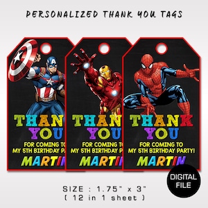 Avengers Thank You Tags: Superheroes Party Favors (Digital File)