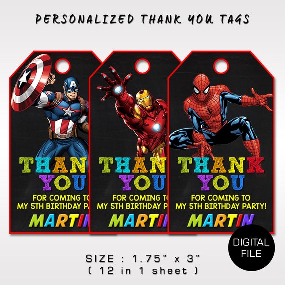 Superheroes Thank You Tags Avengers Thank You Tags | Etsy