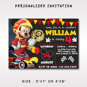 Mickey and Roadster Racer Birthday Invitation