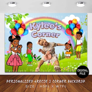 Grecie's Corner Birthday Party Background With Picture | Gracie's corner birthday party background With Photo | Grecie's Corner Party Banner