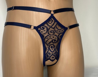 Men's Sheer Lace Thong, Sexy Lingerie