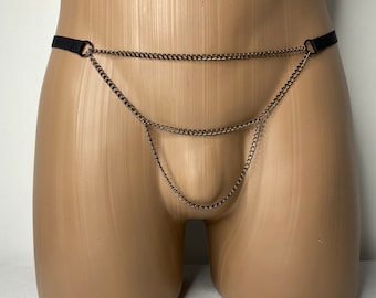 Handgemaakte slip met ketting, herenstring,