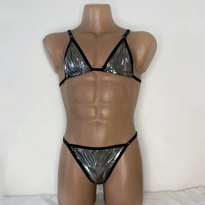 Sissy mesh balconette bra AA cup for men, Grey Transparent Thongs, See through Panties, See bra underwear, Sexy Thongs for Men,