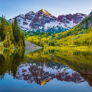 Impression de photographie Maroon Bells : paysage d'automne du Colorado (téléchargement numérique)