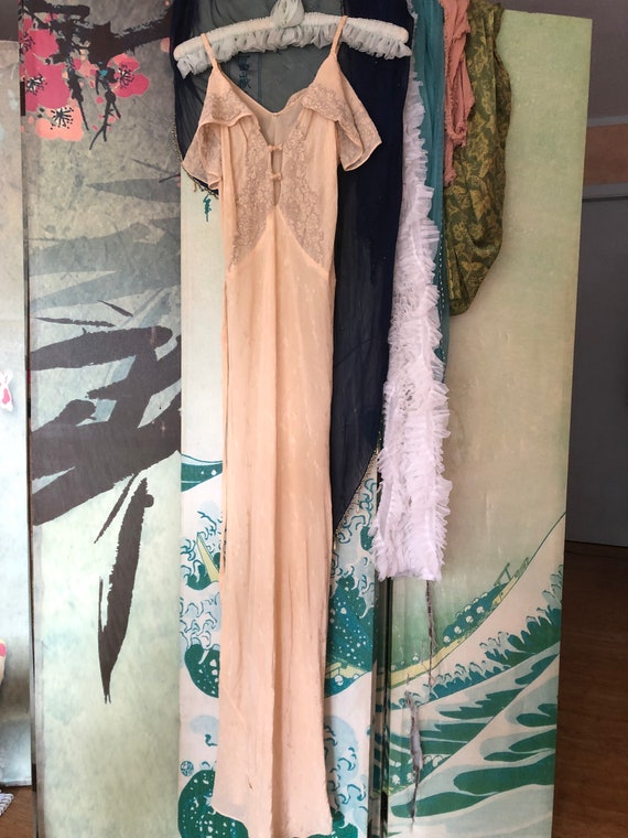 Antique embroidered silk nightdress - image 2