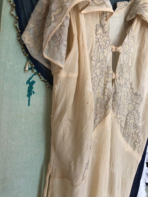 Antique embroidered silk nightdress - image 5