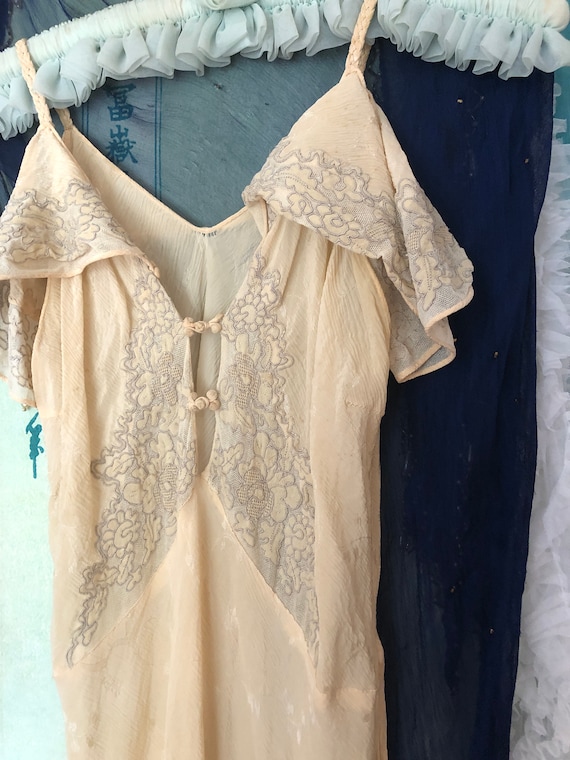 Antique embroidered silk nightdress - image 4