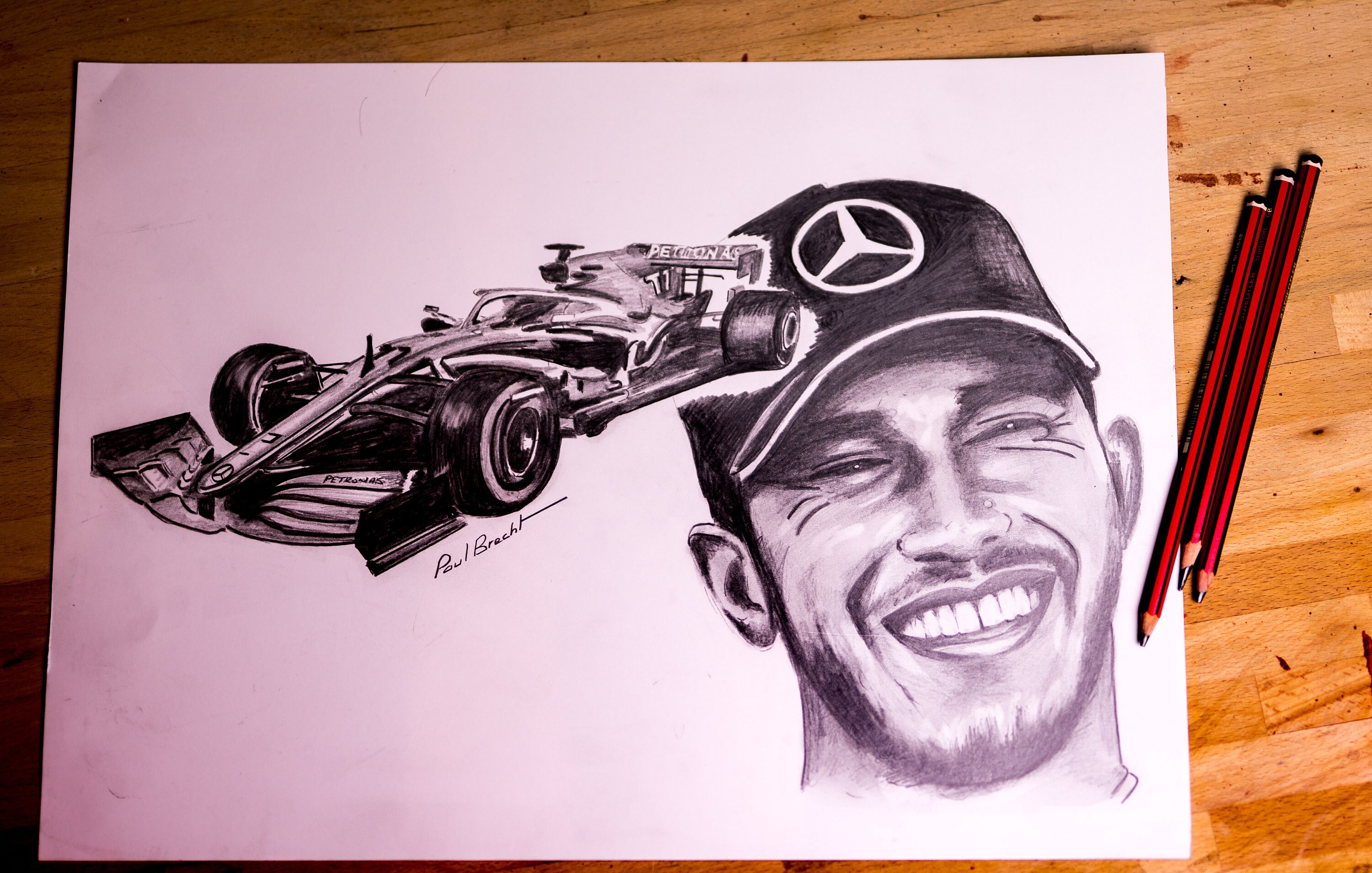 Original Lewis Hamilton Sketch A3 Bristol Board by Paul Brecht Etsy