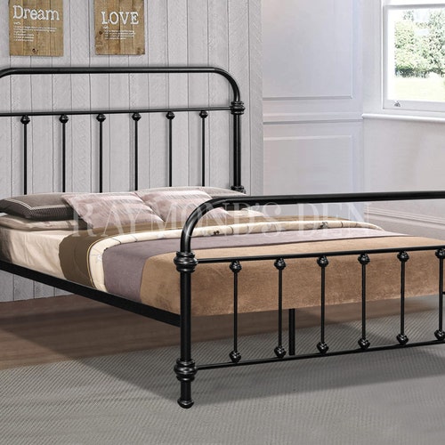 Traditional Black Metal Bed Frame Etsy UK