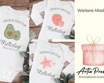 Erster Muttertag  Baby Body - T-shirt Set | Personalisiertes Geschenk Mama | Mutter Tochter Sohn | Muttertagsgeschenk | Baby Outfit