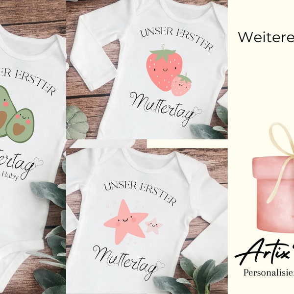 Erster Muttertag  Baby Body - T-shirt Set | Personalisiertes Geschenk Mama | Mutter Tochter Sohn | Muttertagsgeschenk | Baby Outfit
