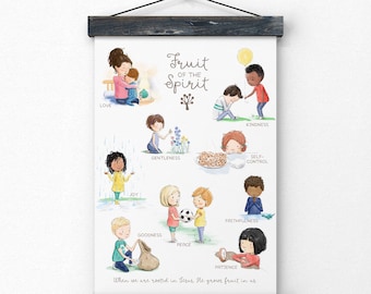 Fruit of the Spirit, Christian children’s wall art, art print, Christian childrens poster, kids room, nursery art, children’s room art