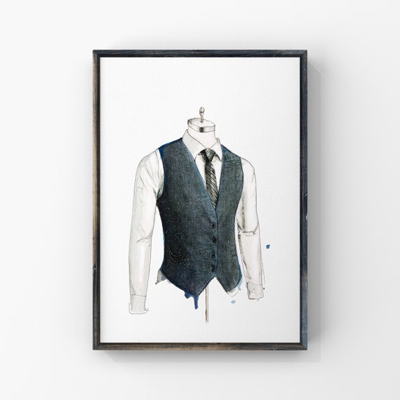 A fashion sketch of a stylish man in a sharp suit. digital art