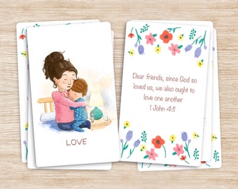 Fruto del Espíritu, Tarjetas didácticas, Imprimible en casa, Imprimible cristiano, Versículo para memorizar, Biblia, Preescolar cristiano, Aprendizaje cristiano