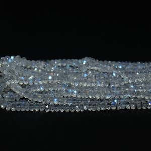 AAA+ Good Quality White Rainbow Moonstone Rondelle faceted beads | White Rainbow Rondelle faceted beads | White Rainbow Beads