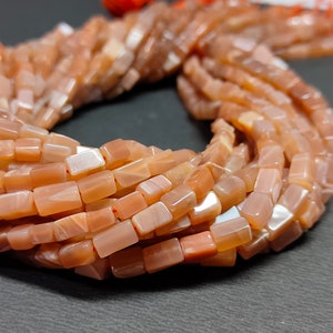 Peach Moonstone Plain Square Beads | Peach Moonstone Smooth Beads | Natural Peach Moonstone Beads |wholesale Beads