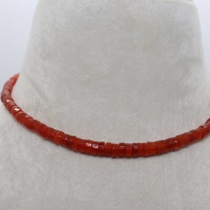 AAA+ Carnelian Tyre Faceted beaded Necklace | Carnelian Washer Faceted beads | Carnelian Beads | Ready To Wear Beads Gemstone