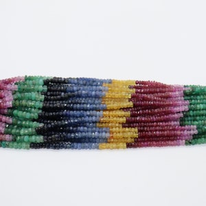AAA+ Multi Sapphire Rainbow Rondelle Faceted Beads Multi Precious Faceted Rondelle Beads Multi Rainbow Beads 16 Inches Strand ,3-4mm