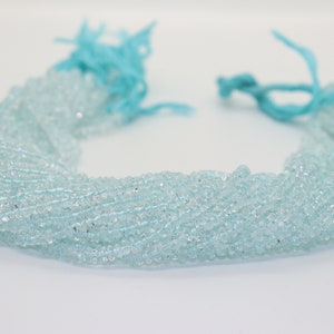 AAA + Sky Blue Topaz Rondelle Form Facettierte Perlen | Blautopas Knopf Perlen | Himmelblau Topaz Perlen | Sky BT Beads Großhandelsperlen