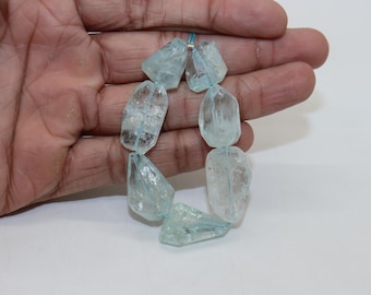 7 PIECES 100% Natural Blue Aquamarine Tumble Faceted beads | Aquamarine Nuggets Faceted beads | Aquamarine Beads| Beads Rare quality