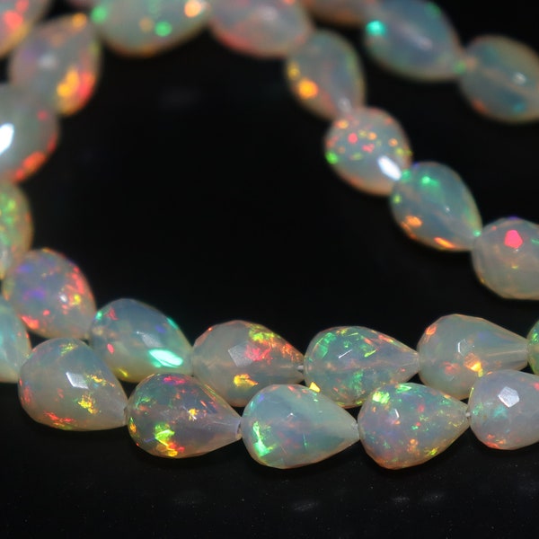 AAA+++ Flashy Ethiopian Opal Faceted Tear Drop Beads Welo Opal Beads Fire Opal Beads Opal Drop Beads Ethiopian Opal Jewelry Graduation