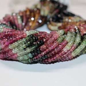 Natural Multi Tourmaline Rondelle Faceted Beads ,Tourmaline Beads, Multi Beads ,3-3.5MM , 3.5-4MM , 4MM , 4-4.5MM Wholesale Beads , Gemstone