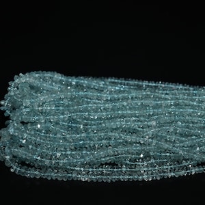 AAA+ Natural Aquamarine Rondelle Faceted beads Aquamarine Faceted beads Aquamarine Bead Aqua Beads 14 Inches Strand  3.5-5mm Wholesale Beads