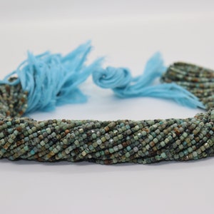 AAA+ Natural African Turquoise Box Shape Faceted Beads, Turquoise Faceted Beads Turquoise Beads 2.5-3mm Turquoise Small Wholesale Beads