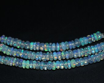 AAA++ Flashy Ethiopian Opal Smooth Rondelle Beads, Welo Opal Plain Beads, Fire Opal, Opal Round Jewelry, Best Gifts