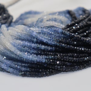 AAA++ Ombre Blue Sapphire Shaded Rondelle Faceted Beads, Blue Sapphire Faceted Beads, Sapphire Beads, Micro Faceted Beads, Wholesale Beads