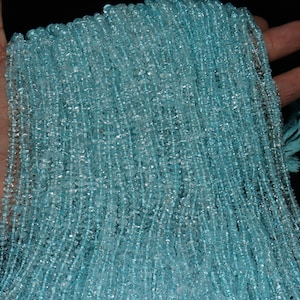 AAA+ Blue Aquamarine Rondelle Plain beads | Bulk Beads Aquamarine Plain beads | Aquamarine Beads| Aqua Beads Rare quality Aquamarine