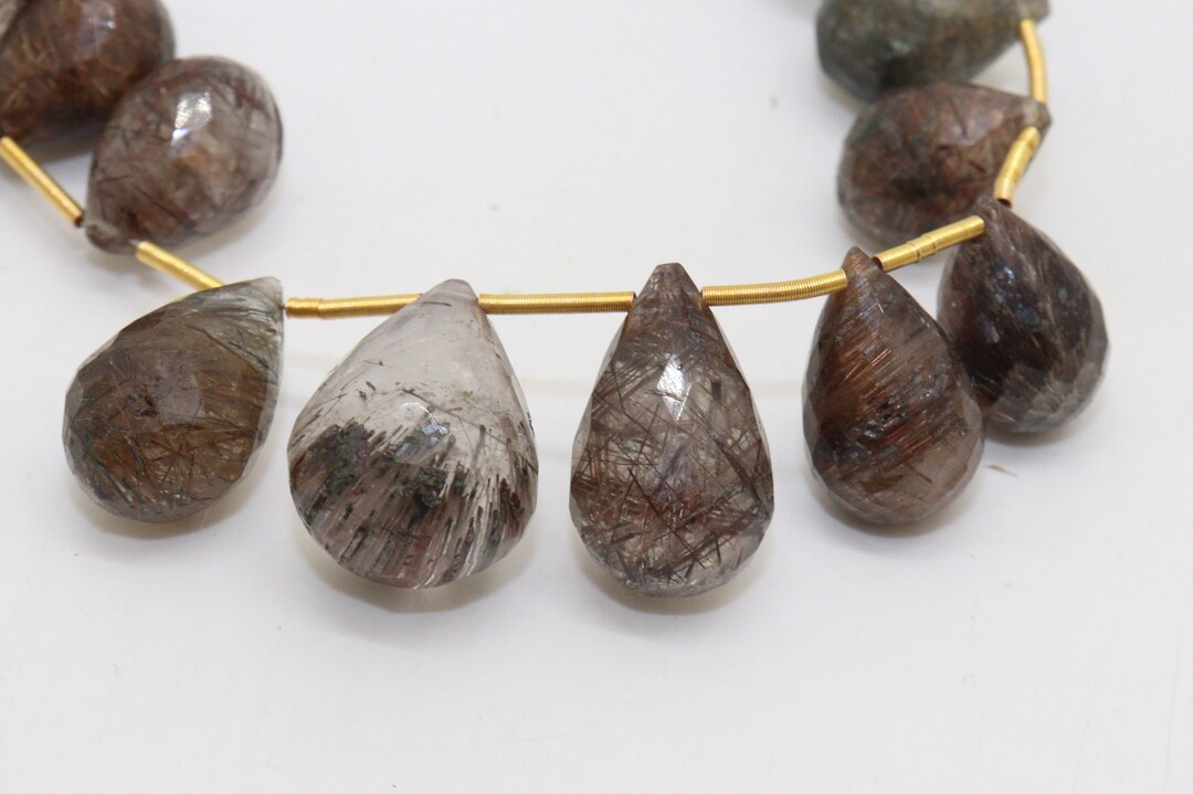 13 Pieces Copper Rutile Tear Drops • Beautiful Rutile for Jewelry ...