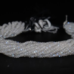 AAA White Rainbow Moonstone Rondelle Shape faceted beads | White Rainbow Faceted beads | White Rainbow Rondelle Shape Beads Wholesale Beads