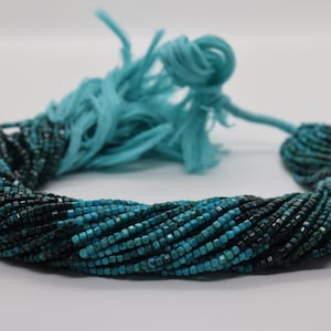 AAA+ Natural Chrysocolla Box Shape Faceted beads | 2.5-3MM Chrysocolla Faceted beads | Chrysocolla Beads| Wholesale Beads | Cube Beads