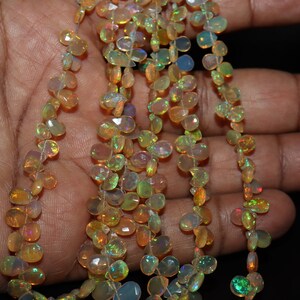 AAA++ Flashy Ethiopian Opal Faceted Pear Shape Beads, Welo Opal, Fire Opal Beads, Briolette Beads, Opal Jewelry, For Earrings and Pendants!