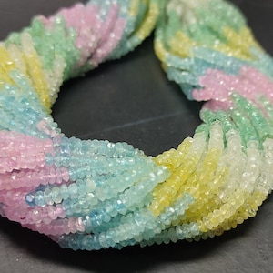 AAA Multi Aquamarine Faceted Rondelle beads | Multi Aquamarine Button beads | Multi Aquamarine Beads|