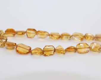 AAA++ Natural Citrine Nugget Shape faceted beads  |Citrine Faceted beads | Citrine Tumble Shape Beads | Rare To Find Citrine Beads
