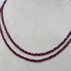 Beautiful Red Garnet Faceted Rondelle Beaded Necklace| 2 Strands Set Garnet Faceted Necklace | Garnet Rondelle Beads| Ready To Wear Necklace